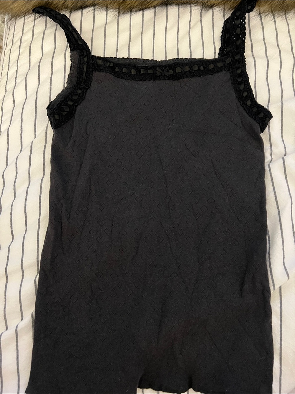 Brandy Melville Black Crochet-Trim Tank